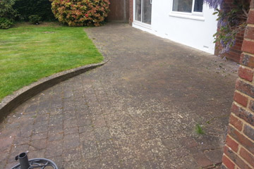 Before Pressure Tech cleaned the patio in Southborough